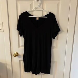 Black Short Sleeve Relaxed Fit Crew Neck shorts romper